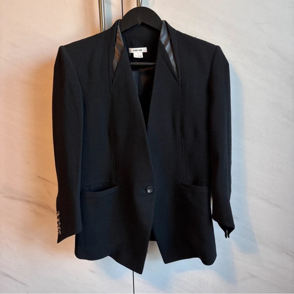 Helmut Lang Black Blazer with Satin Trim